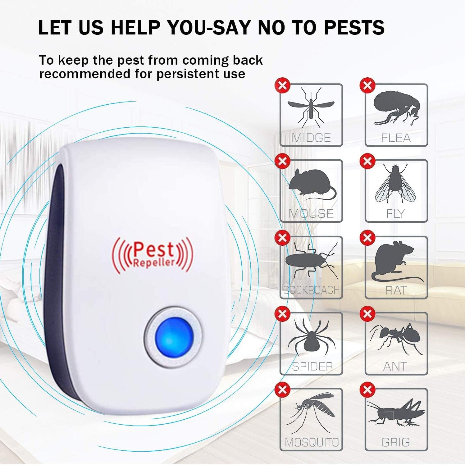 Ultrasonic Pest Repeller Electronic Plug in Pest Control